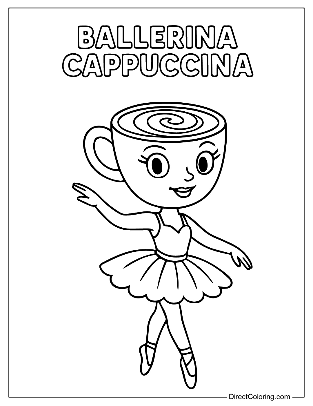 Ballerina Cappuccina Italian Brainrot Coloring Page